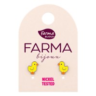 Farma Bijoux Earrings for Kids Duckies 8mm