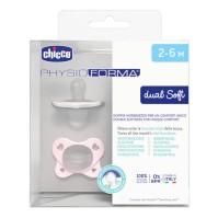 Chicco Physioforma Dual Soft Silicone Soother 2-6m Beige-Pink 2 τεμάχια