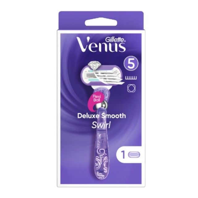 Gillette Venus Deluxe Smooth Swirl Women's Shaver & 1 Replacement Head
