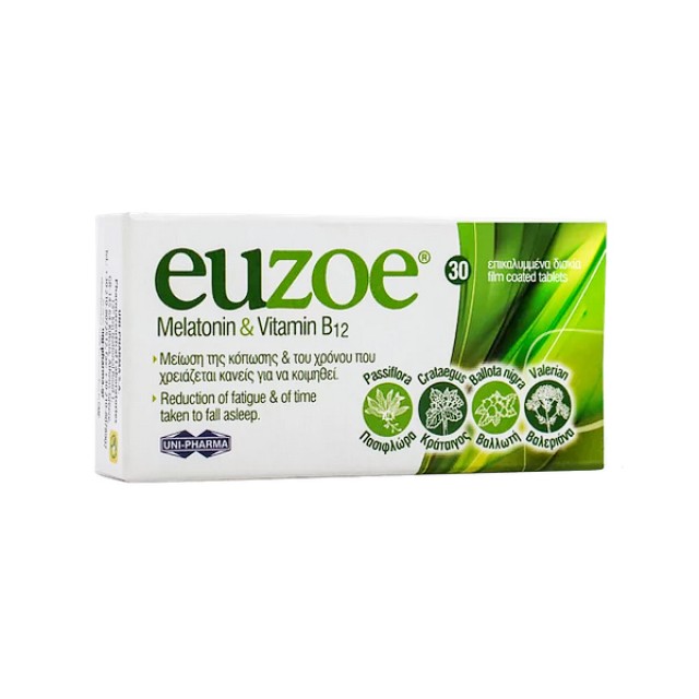 Uni-Pharma Euzoe Melatonin & Vitamin B12 30 δισκία