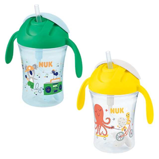 Nuk Motion Cup με Μαλακό Καλαμάκι Πράσινο ή Κίτρινο 8m+ 230ml