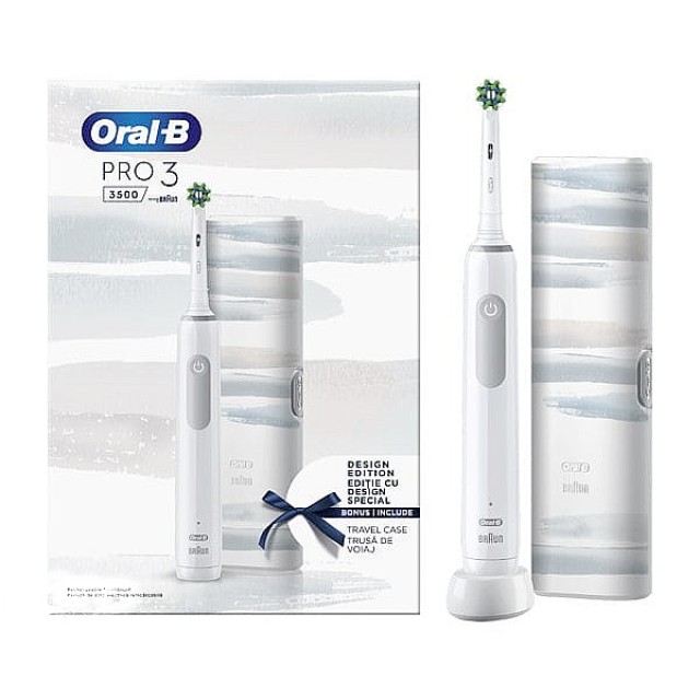 Oral-B Pro 3 3500 Design Edition White ηλεκτρική οδοντόβουρτσα & θήκη ταξιδίου