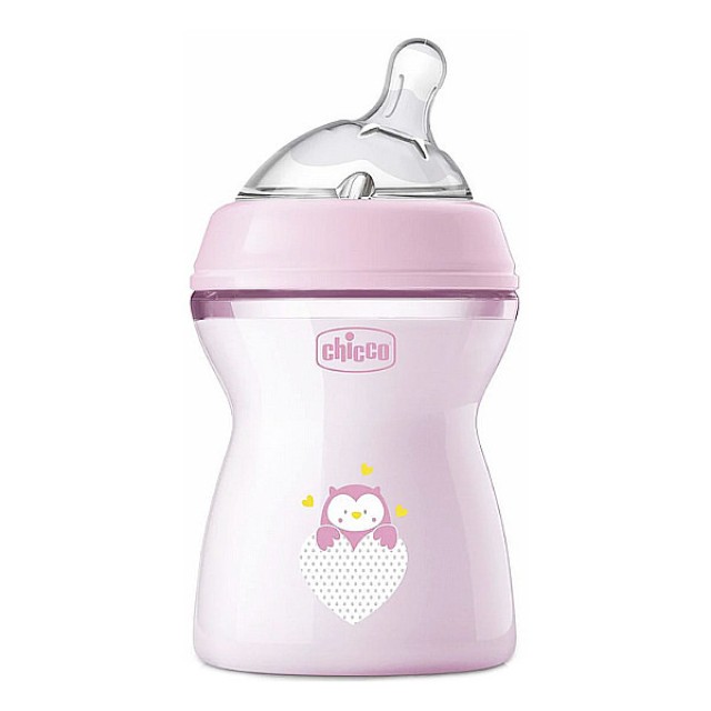 Chicco Natural Feeling Plastic Baby Bottle 2m+ Pink 250ml
