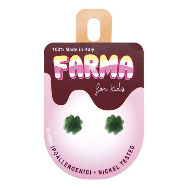 Farma Bijoux Υποαλλεγικά Σκουλαρίκια for Kids Ακρυλικό Τριφύλλι Πράσινο 8mm