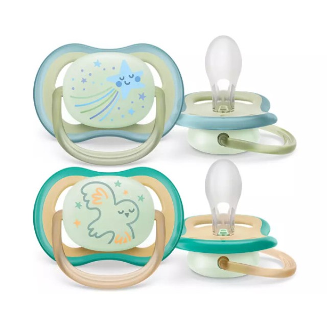 Philips Avent Ultra Air Night Time Orthodontic Pacifier Green 0-6m 2 pieces