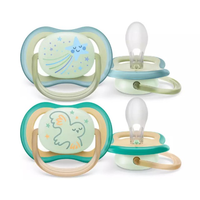 Philips Avent Ultra Air Night Time Ορθοδοντική Πιπίλα Πράσινο 0-6m 2 τεμάχια