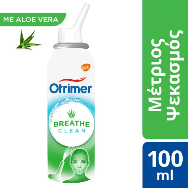 Otrimer Breathe Clean με Aloe Vera Φυσικό Ισότονο Διάλυμα Θαλασσινού Νερού Μέτριος Ψεκασμός 100ml