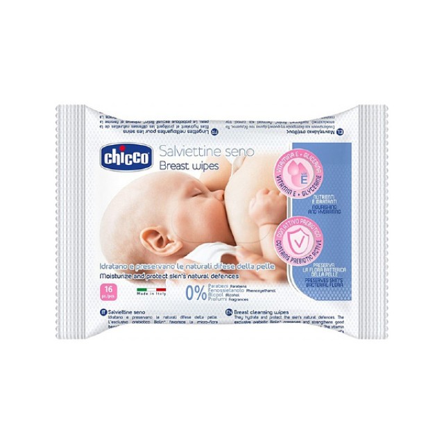 Chicco Μαντηλάκια Καθαρισμού Στήθους Natural Feeling 16 τεμάχια