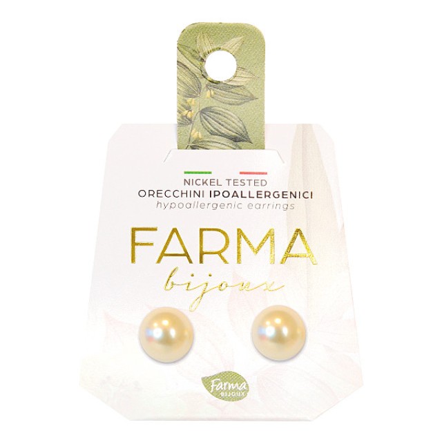 Farma Bijoux Υποαλλεργικά Σκουλαρίκια Perla Cream 8mm
