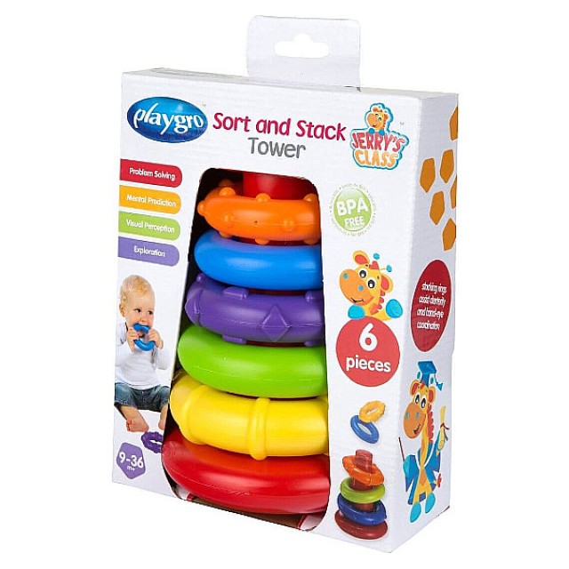 Playgro Sort And Stack Tower Educational Tower 9m+