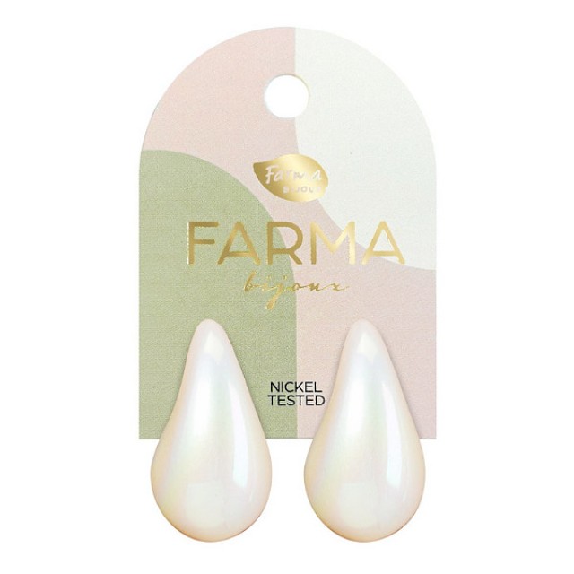 Farma Bijoux Earrings White Pearl Drops 30mm