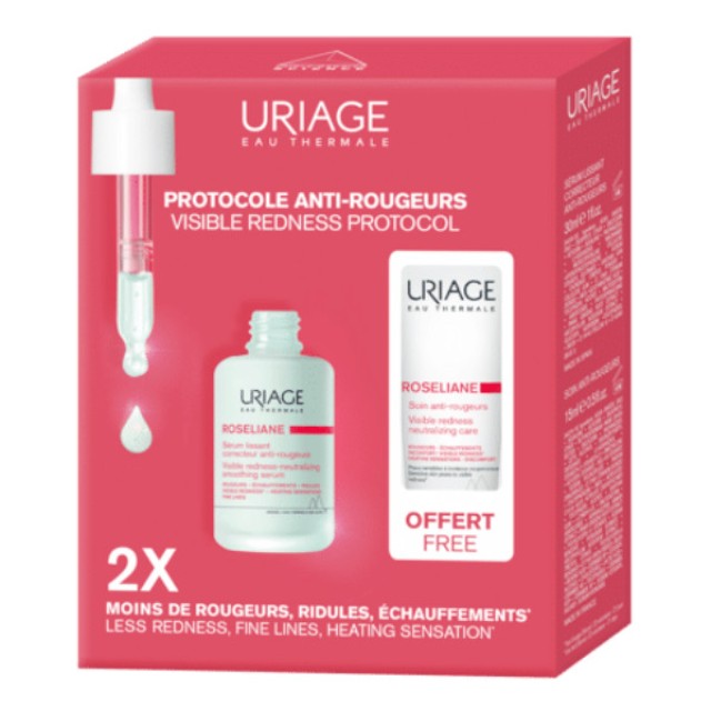Uriage Roseliane Visible Redness Neutralizing Smoothing Serum 30ml & Visible Redness Neutralizing Care 15ml