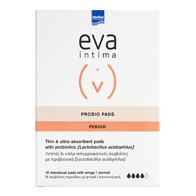 Intermed Eva Intima Probio Pads Period 18 period pads with wings