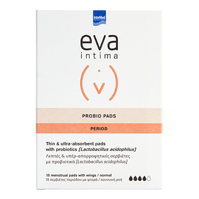 Intermed Eva Intima Probio Pads Period 18 σερβιέτες περιόδου με φτερά