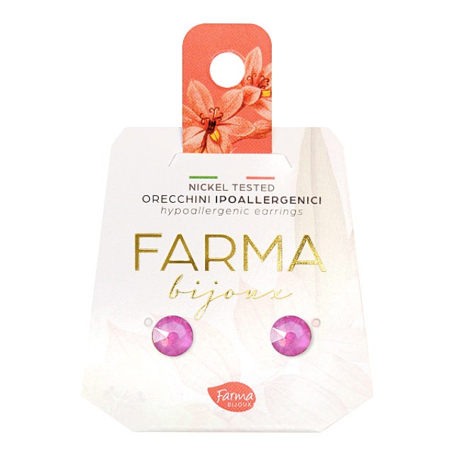 Farma Bijoux Υποαλλεγικά Σκουλαρίκια Κρύσταλλα Απαλό Ροζ 6.3mm
