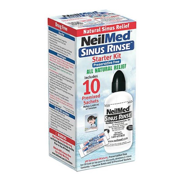 Neilmed Sinus Rinse Kit 240ml bottle and 10 sachets