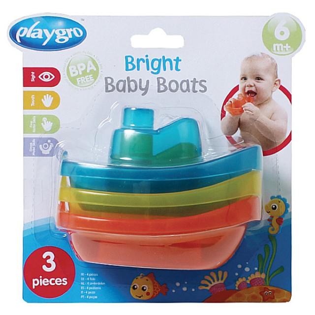 Playgro Bright Baby Boats Καραβάκια Για Το Μπάνιο 6m+ 3 τεμάχια