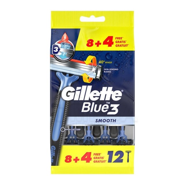 Gillette Blue3 Smooth Disposable Razors 12 pieces