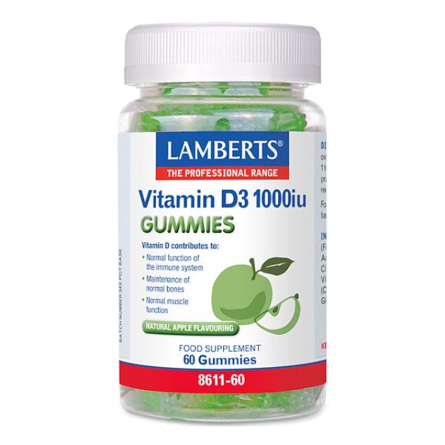 Lamberts Vitamin D3 1000iu Gummies γεύση Μήλου 60 ζελεδάκια