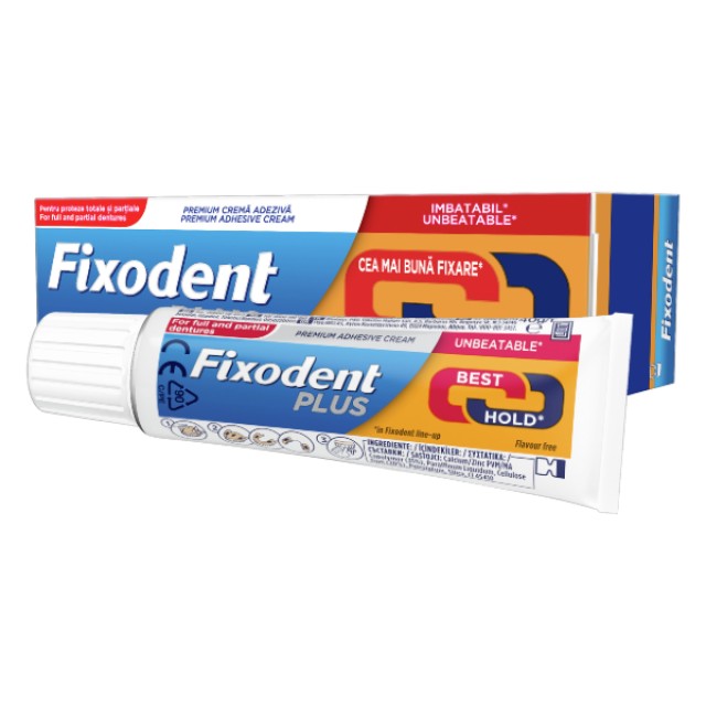 Fixodent Pro Plus Strong Hold, Στερεωτική Κρέμα για Τεχνητή Οδοντοστοιχία 40g