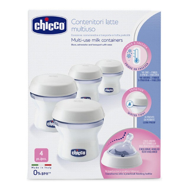 Chicco Natural Feeling Multi-Use Milk Containers 4x150ml