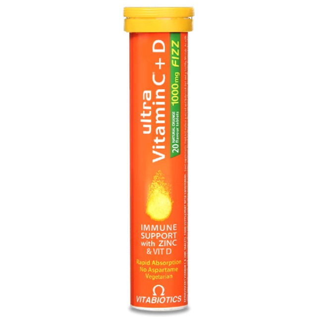 Vitabiotics Ultra Vitamin C+D Fizz Γεύση Πορτοκάλι 20 αναβράζοντα δισκία