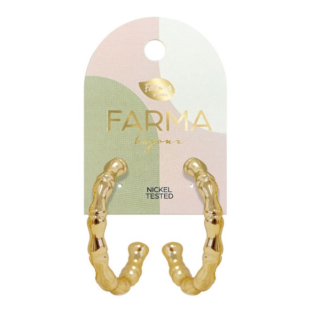 Farma Bijoux Earrings Golden Bambu Hoops 38mm