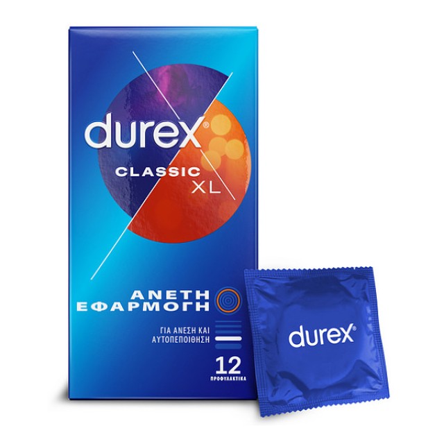 Durex Προφυλακτικά Άνετη Εφαρμογή Classic XL 12 τεμάχια