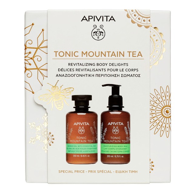 Apivita Tonic Mountain Tea Shower Gel 250ml & Body Milk 200ml