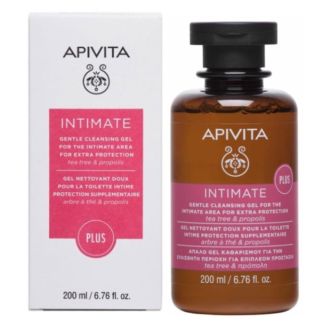 Apivita Intimate Plus Απαλό Gel Καθαρισμού Για Την Ευαίσθητη Περιοχή Για Επιπλέον Προστασία Με Tea Tree & Πρόπολη 200ml