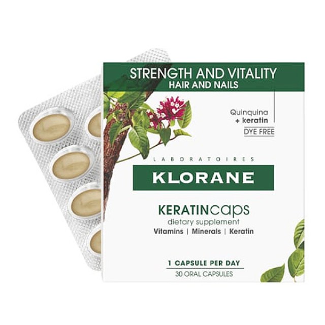 Klorane Συμπλήρωμα διατροφής για Μαλλιά και Νύχια KERATINcaps 30 κάψουλες