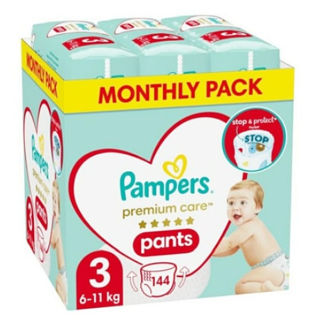 Pampers Monthly Pack Premium Care Pants No. 3 (6-11 kg) 144 τεμάχια