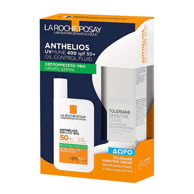 La Roche-Posay Anthelios UVMUNE 400 Oil Control Fluid SPF50 50ml & & Toleriane Sensitive Cream 15ml