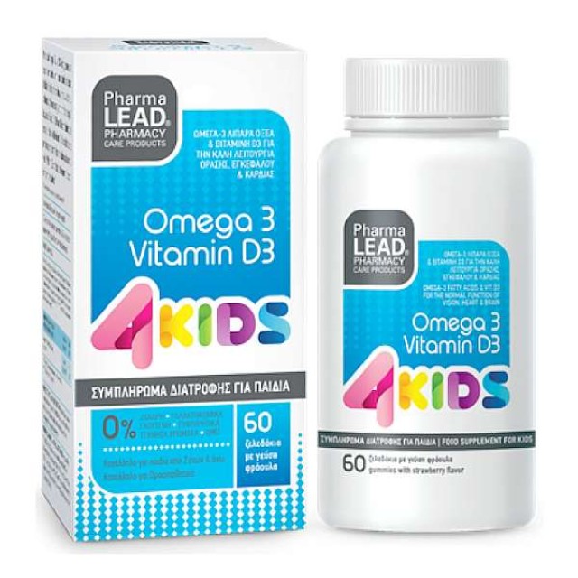 Pharmalead Omega 3 & Vitamin D3 4Kids γεύση Φράουλα 60 ζελεδάκια