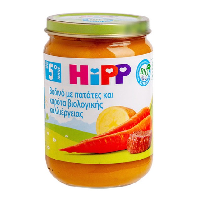 Hipp Βρεφικό Γεύμα Βοδινό με Πατάτες και Καρότα 5m+ 190g
