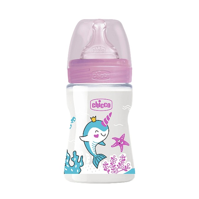Chicco Well Being Πλαστικό Μπιμπερό Ροζ 0m+ 150ml