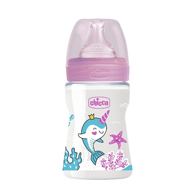 Chicco Μπιμπερό Πλαστικό Well Being Ροζ 0m+ 150ml