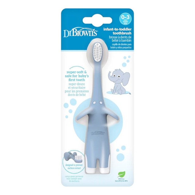 Dr. Brown's Infant to Toddler Toothbrush 0-3y Blue Elephant 1 τεμάχιο