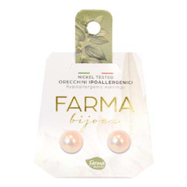 Farma Bijoux Υποαλλεργικά Σκουλαρίκια Μαργαριτάρι Απαλό Ροζ 8mm