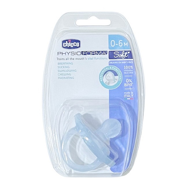 Chicco Physioforma Soft Silicone Soother 0-6m Baby Blue 1 τεμάχιο