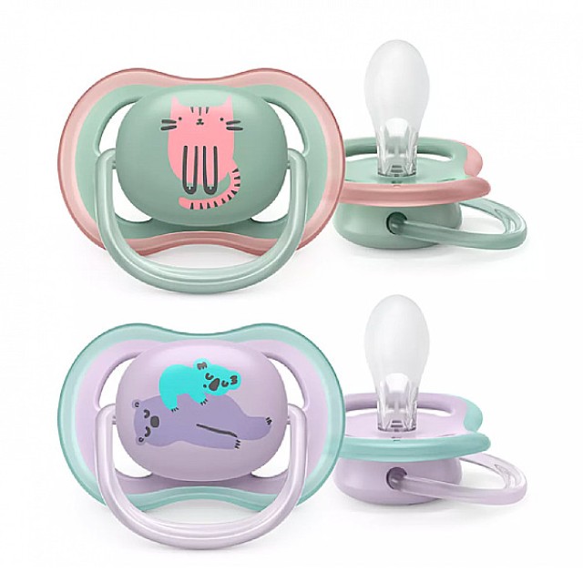 Philips Avent Ultra Air Ορθοδοντική Πιπίλα Γατούλα-Αρκουδάκια 6-18m 2 τεμάχια