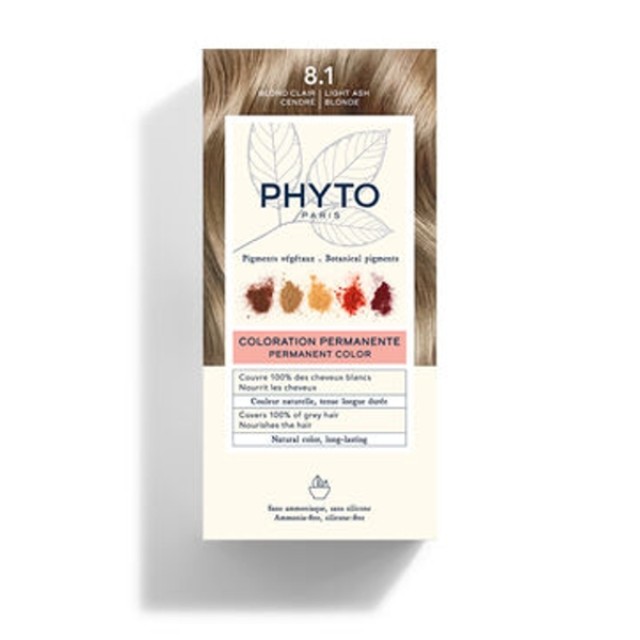 Phyto Hair Color Μόνιμη Βαφή Μαλλιών 8.1 Ανοιχτό Ξανθό Σταχτί