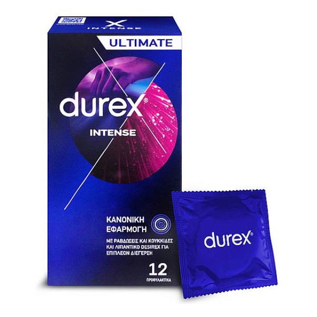 Durex Condoms with Dots, Stripes and Stimulating Gel Intense 12 pieces