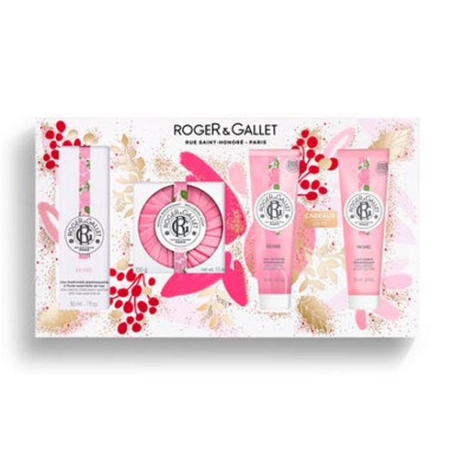 Roger & Gallet Eau parfumée bienfaisante Set Rose Άρωμα 30ml & Σαπούνι 100g & Αφρόλουτρο 50ml & Λοσιόν 50ml