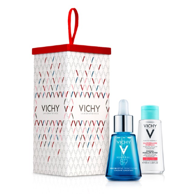 Vichy Xmas Set Mineral 89 Probiotic Fractions Booster 30ml & Gift Minearl Micellaire Water 100ml & Collectible Metal Box