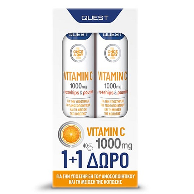 Quest Vitamin C 1000mg & Rosehips & Ρουτίνη Effervescent 2x20 ταμπλέτες
