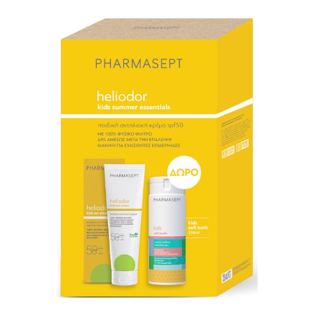 Pharmasept Heliodor Kids Sun Cream SPF50 150ml & Kids Soft Bath 250ml