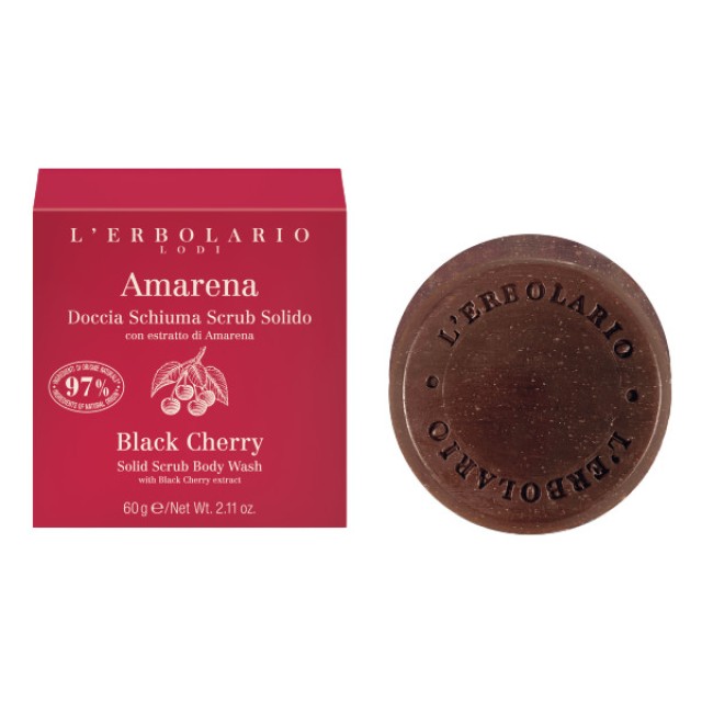L'Erbolario Amarena Solid Scrub and Body Wash 60g
