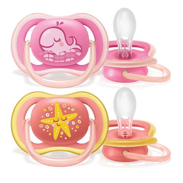 Philips Avent Ultra Air Orthodontic Pacifier Whale-Starfish 6-18m 2 pieces