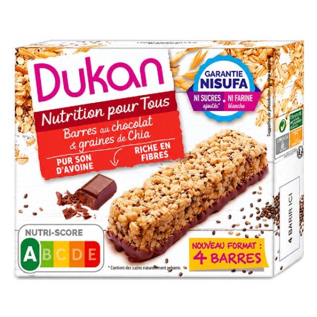 Dukan Oat Bars with Chia Seeds and Chocolate Coating 4 τεμάχια